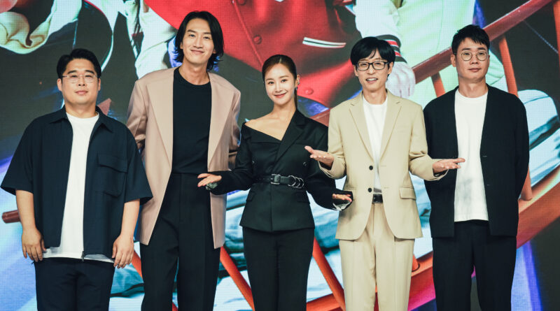 제작발표회에 참석한 김동진 PD, 이광수, 권유리, 유재식, 조효진 PD / 월트디즈니 컴퍼니 코리아 제공